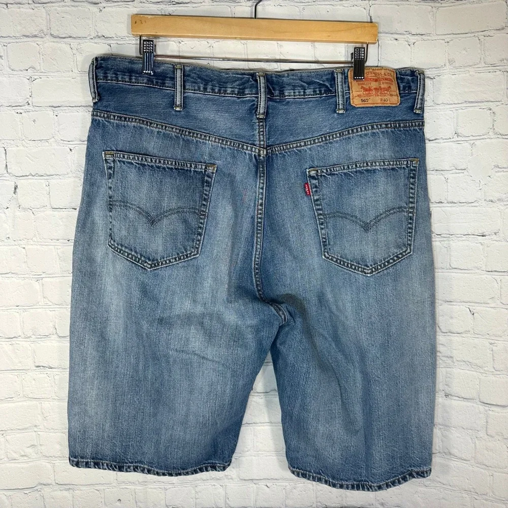 Levis 569 Loose Straight Denim Shorts Mens 40 Blue Medium Wash Cotton 1474